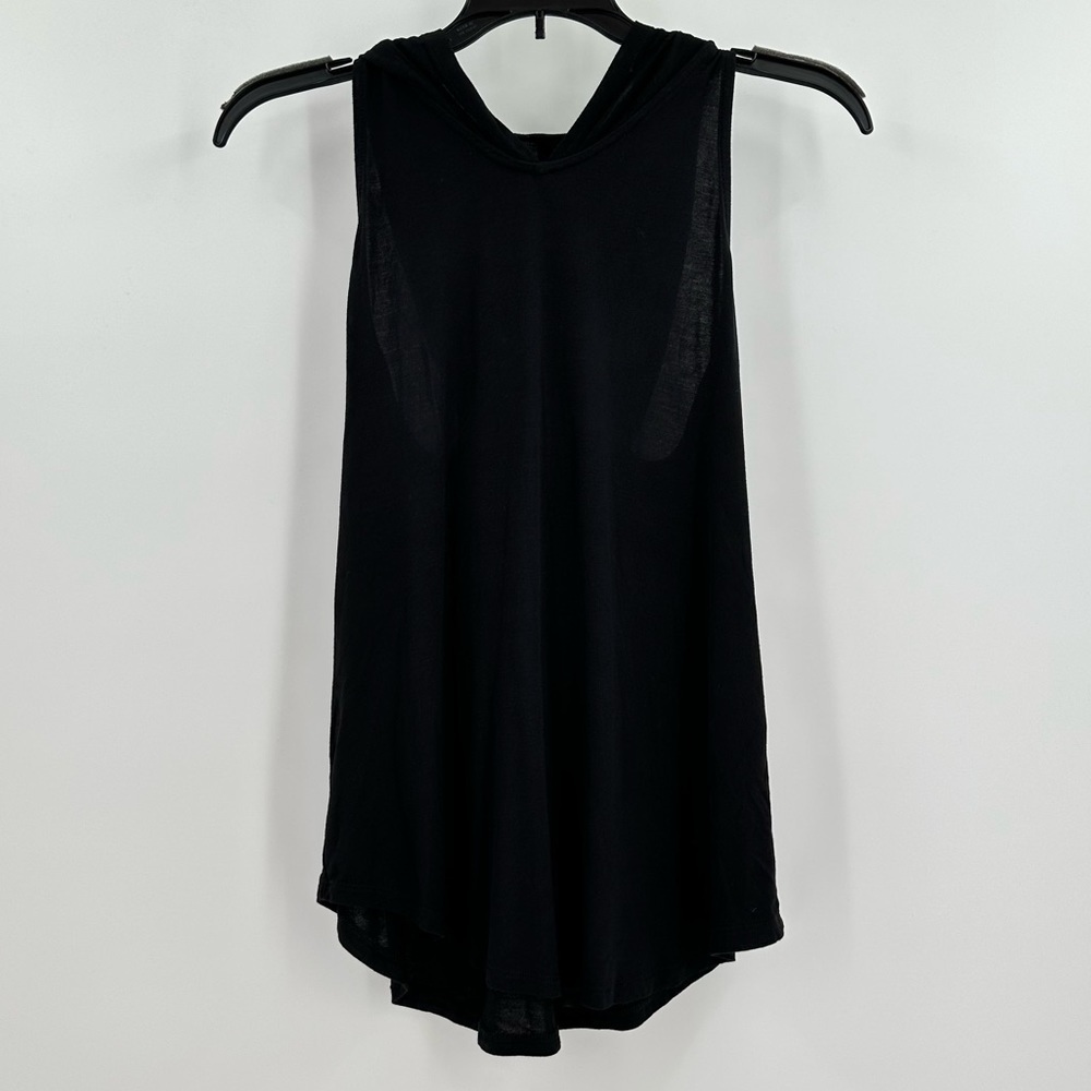 NAKED Zebra Women’s Black Sleeveless Hoodie Lace -up Back Round Hem Size Small